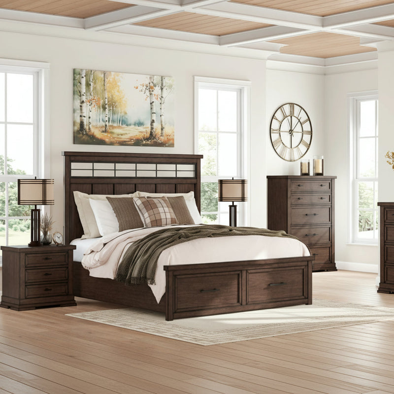 Taffenbrook Panel Storage Bed, Dresser, Mirror, Chest & Nightstand, Bedroom Set