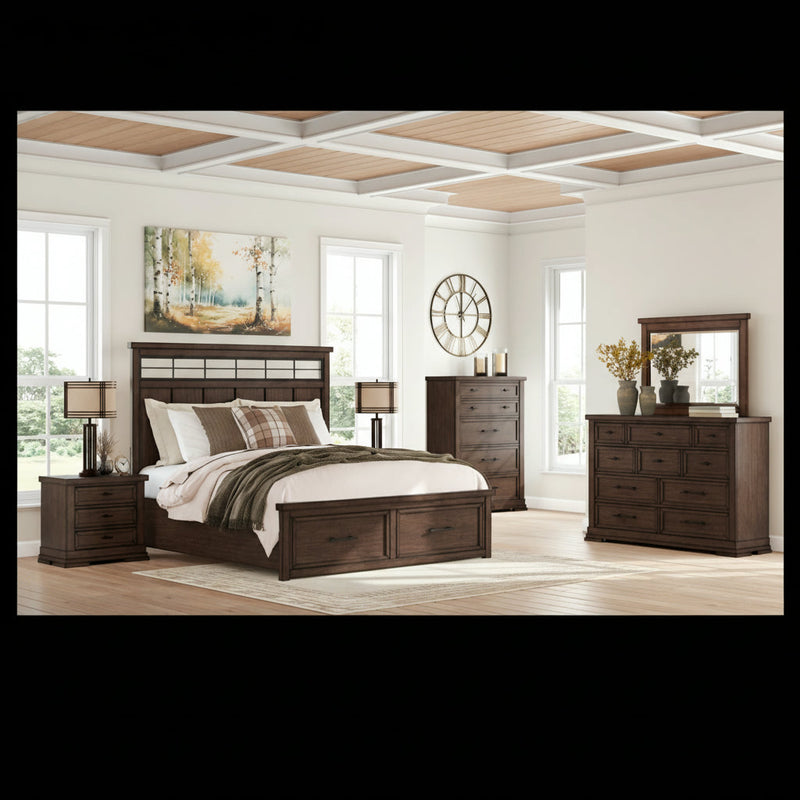 Taffenbrook Panel Storage Bed, Dresser, Mirror, Chest & Nightstand, Bedroom Set