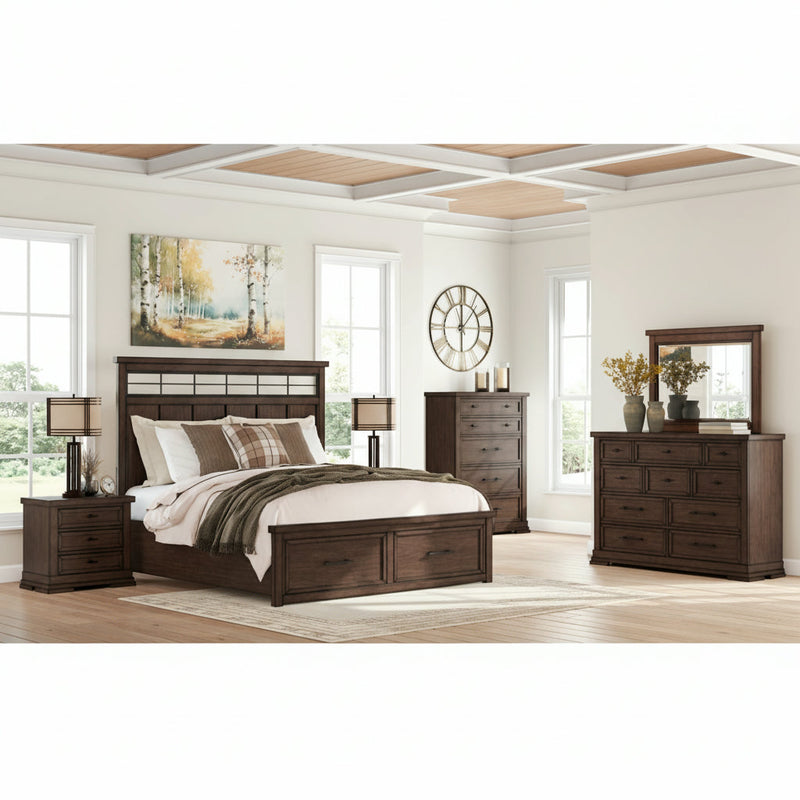 Taffenbrook Panel Storage Bed, Dresser, Mirror, Chest & Nightstand, Bedroom Set
