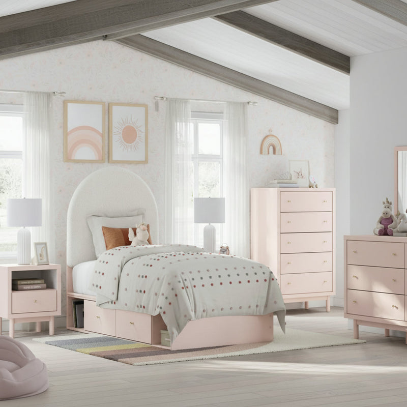Wistenpine Upholstered Panel Bed, Dresser, Mirror, Chest & Nightstand, Bedroom Set