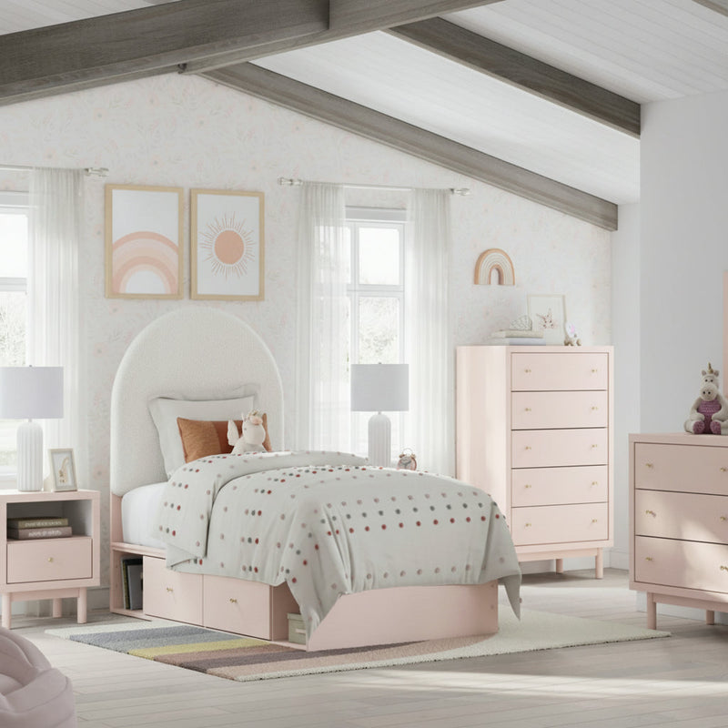Wistenpine Upholstered Panel Bed, Dresser, Mirror, Chest & Nightstand, Bedroom Set