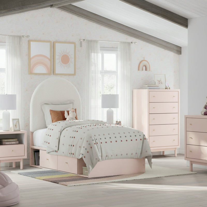 Wistenpine Upholstered Panel Bed, Dresser, Mirror, Chest & Nightstand, Bedroom Set