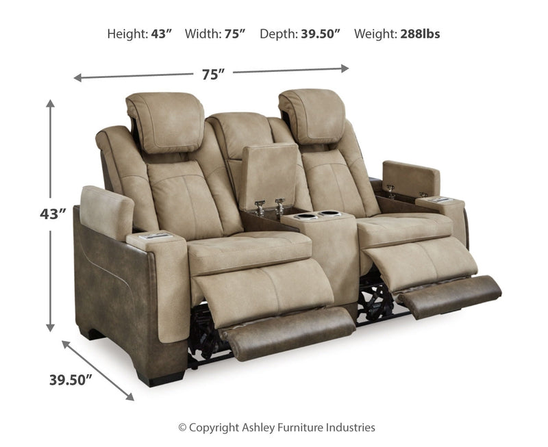 Next-Gen Durapella Power Reclining Loveseat/Console/Adjustable Headrest