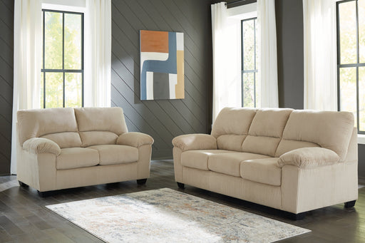 SimpleJoy Living Room Set Sand Sofa and Loveseat