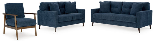 Bixler Living Room Set Navy Sofa, Loveseat and Chair