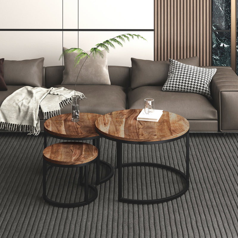 Darsh 3pc Round Coffee Table Set