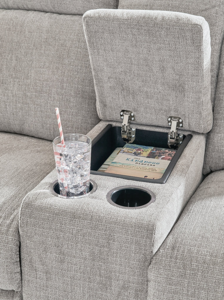 Barnsana DBL Reclining Power Loveseat w/Console by Ashley Furniture
