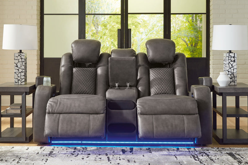 Fyne-Dyme Power Reclining Loveseat/Console/Adjustable Headrest