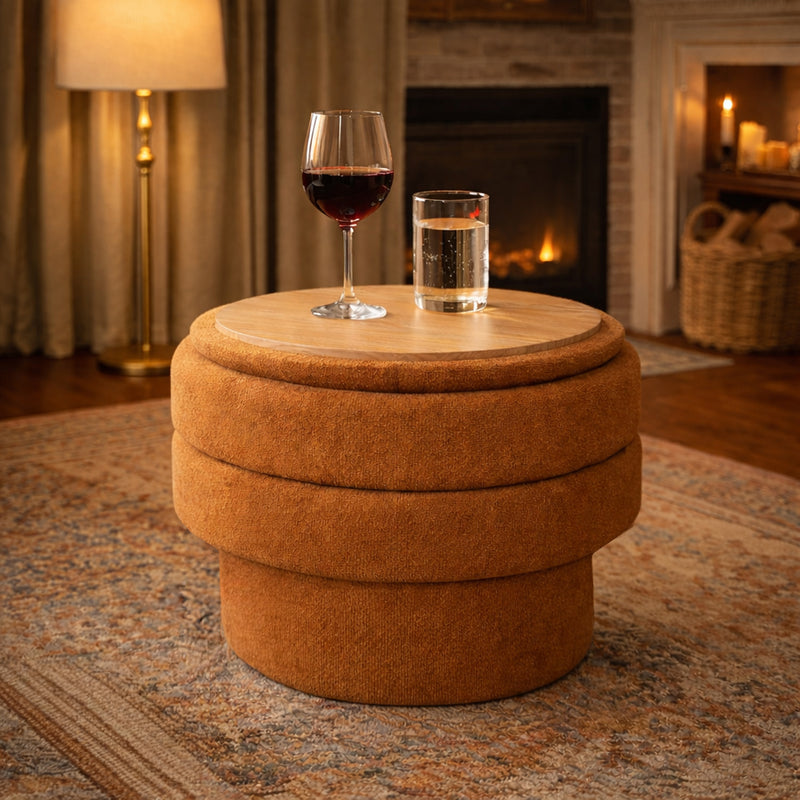 Round Storage Ottoman