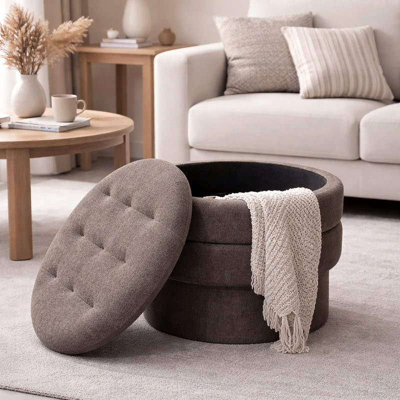 Round Storage Ottoman