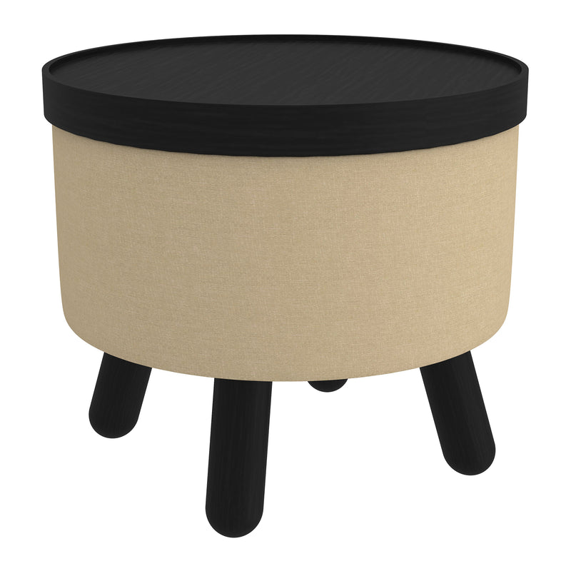 Round Storage Ottoman With Tray