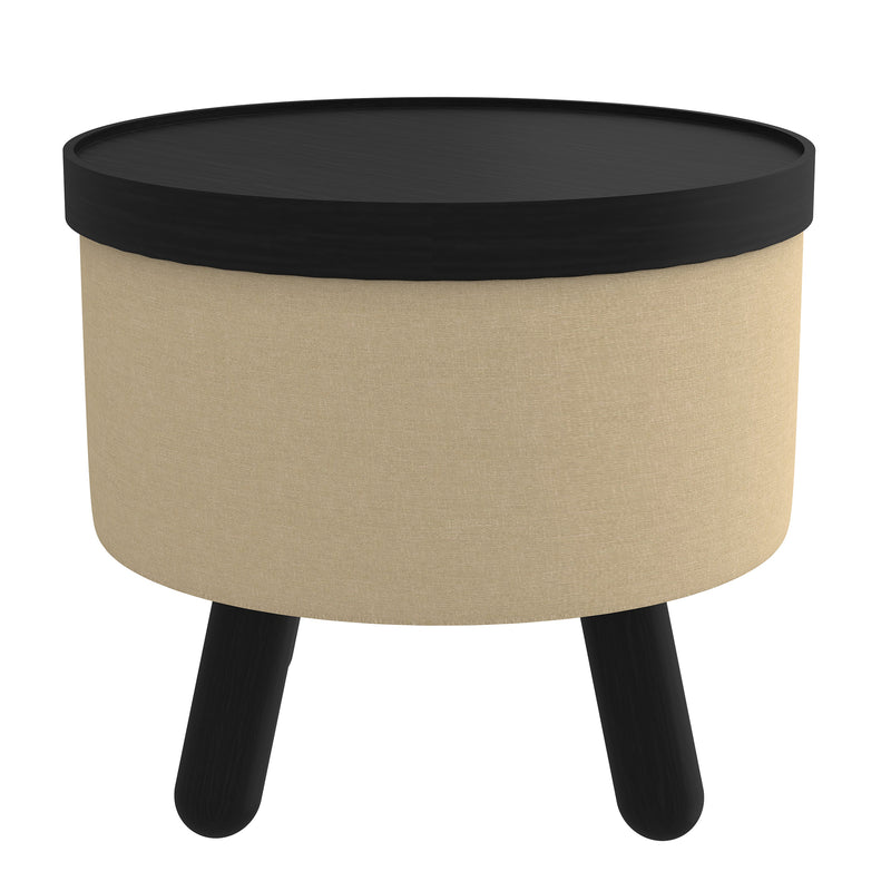 Round Storage Ottoman With Tray