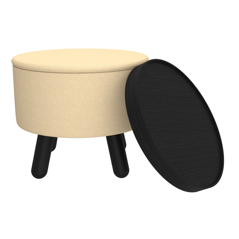 Round Storage Ottoman With Tray
