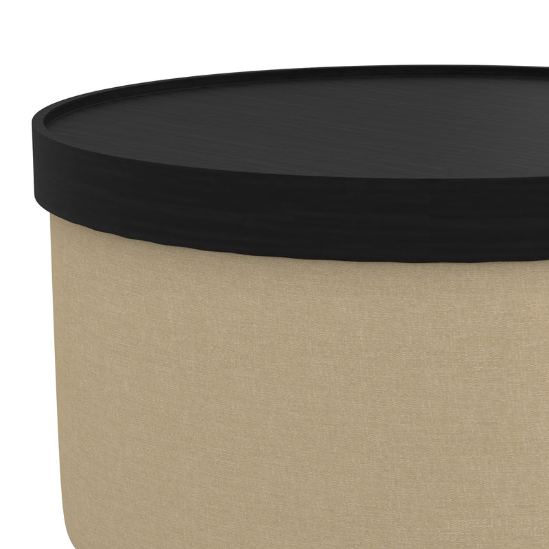 Round Storage Ottoman With Tray