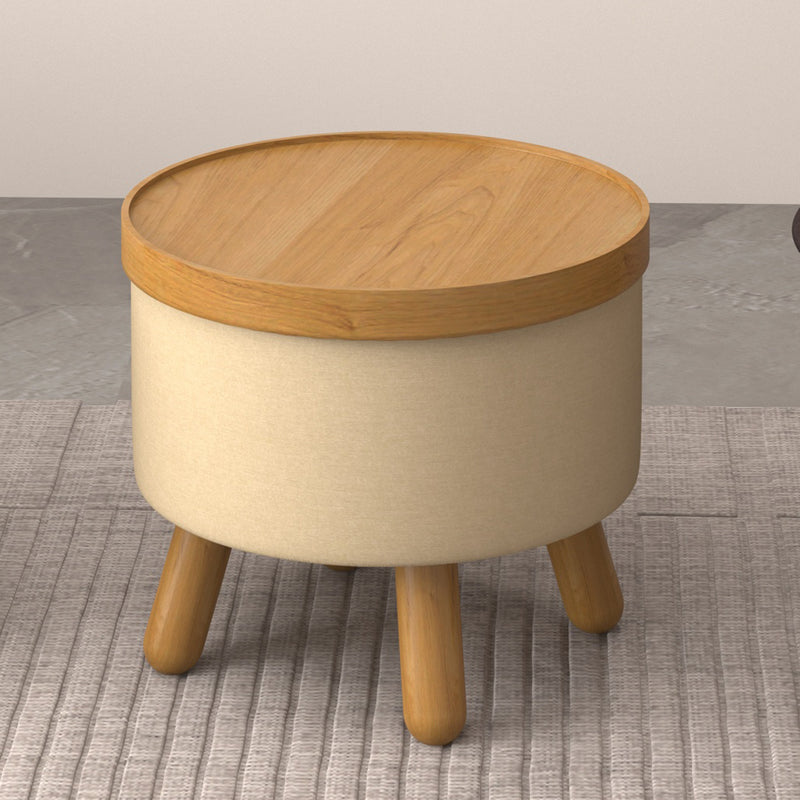 Round Storage Ottoman With Tray