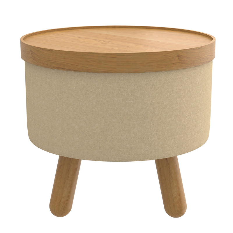 Round Storage Ottoman With Tray