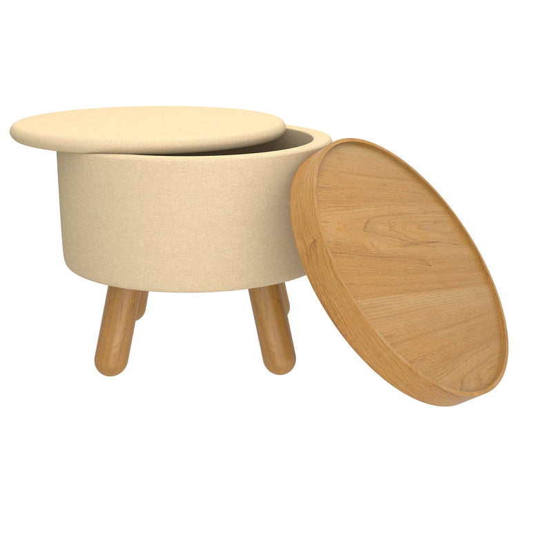 Round Storage Ottoman With Tray