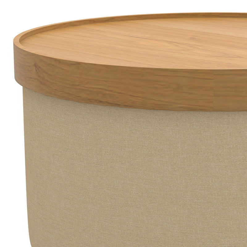 Round Storage Ottoman With Tray