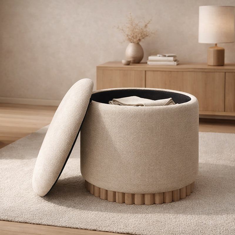 Round Storage Ottoman