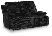 Rhines Falls DBL REC PWR Loveseat w/Console Reclining Loveseats Onyx
