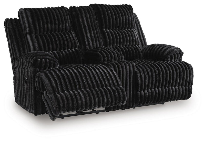 Rhines Falls DBL REC PWR Loveseat w/Console Reclining Loveseats Onyx