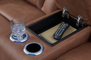Point Clear Power Reclining Loveseat/Console/Adjustable Headrest