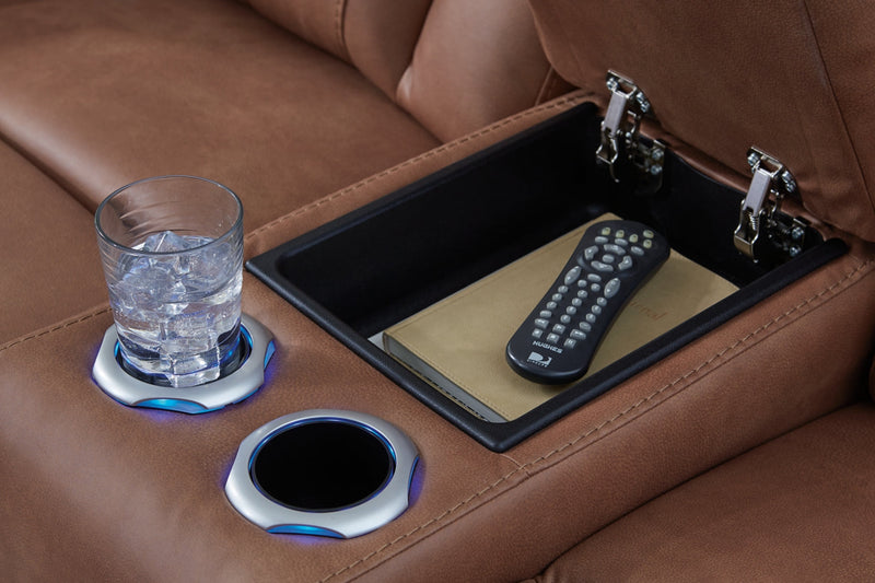 Point Clear Power Reclining Loveseat/Console/Adjustable Headrest