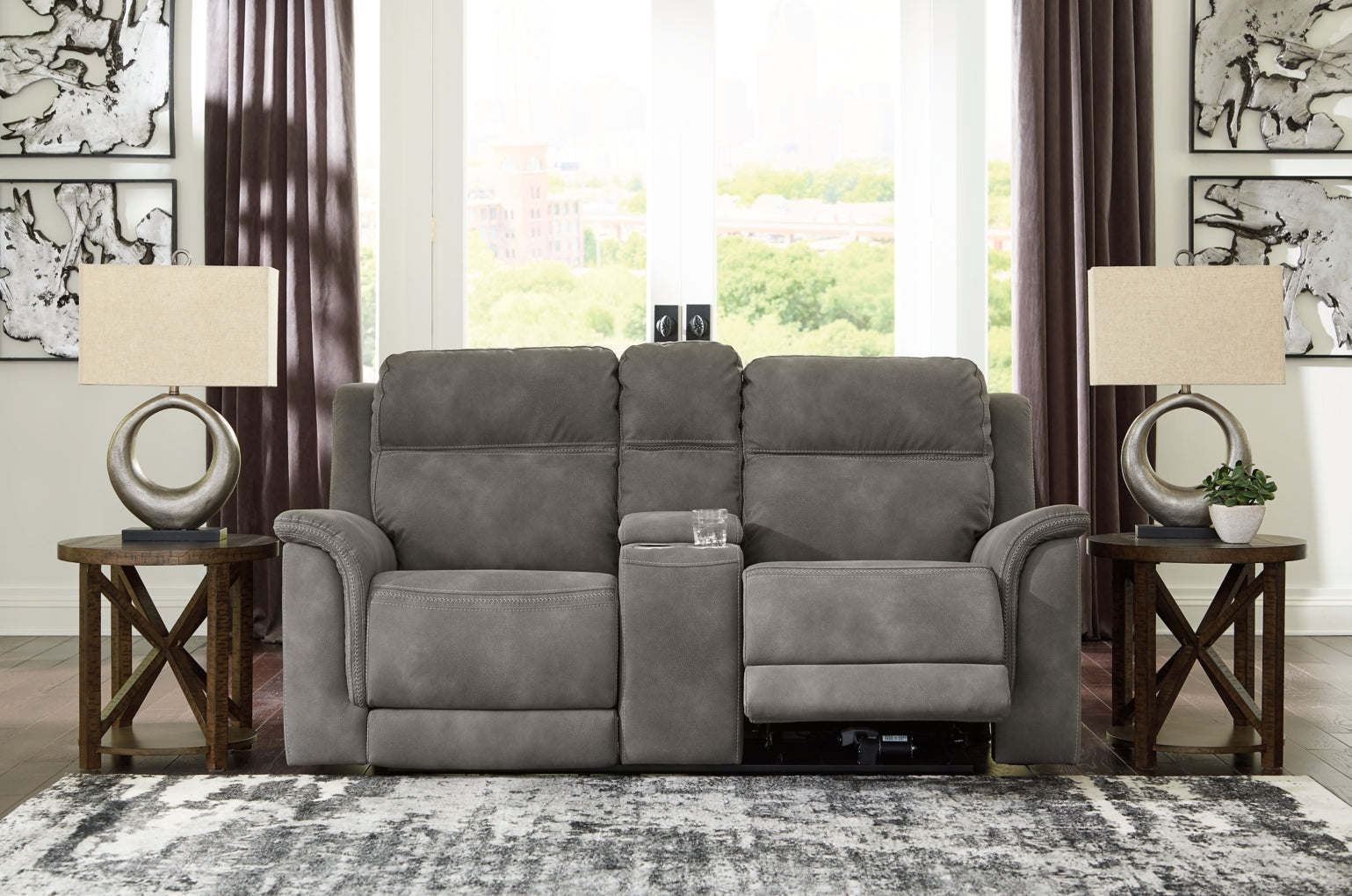 Next-Gen Durapella Power Reclining Loveseat/Console/Adjustable Headrest by Ashley