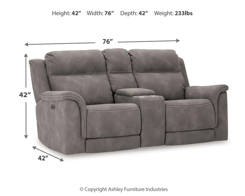 Next-Gen Durapella Power Reclining Loveseat/Console/Adjustable Headrest