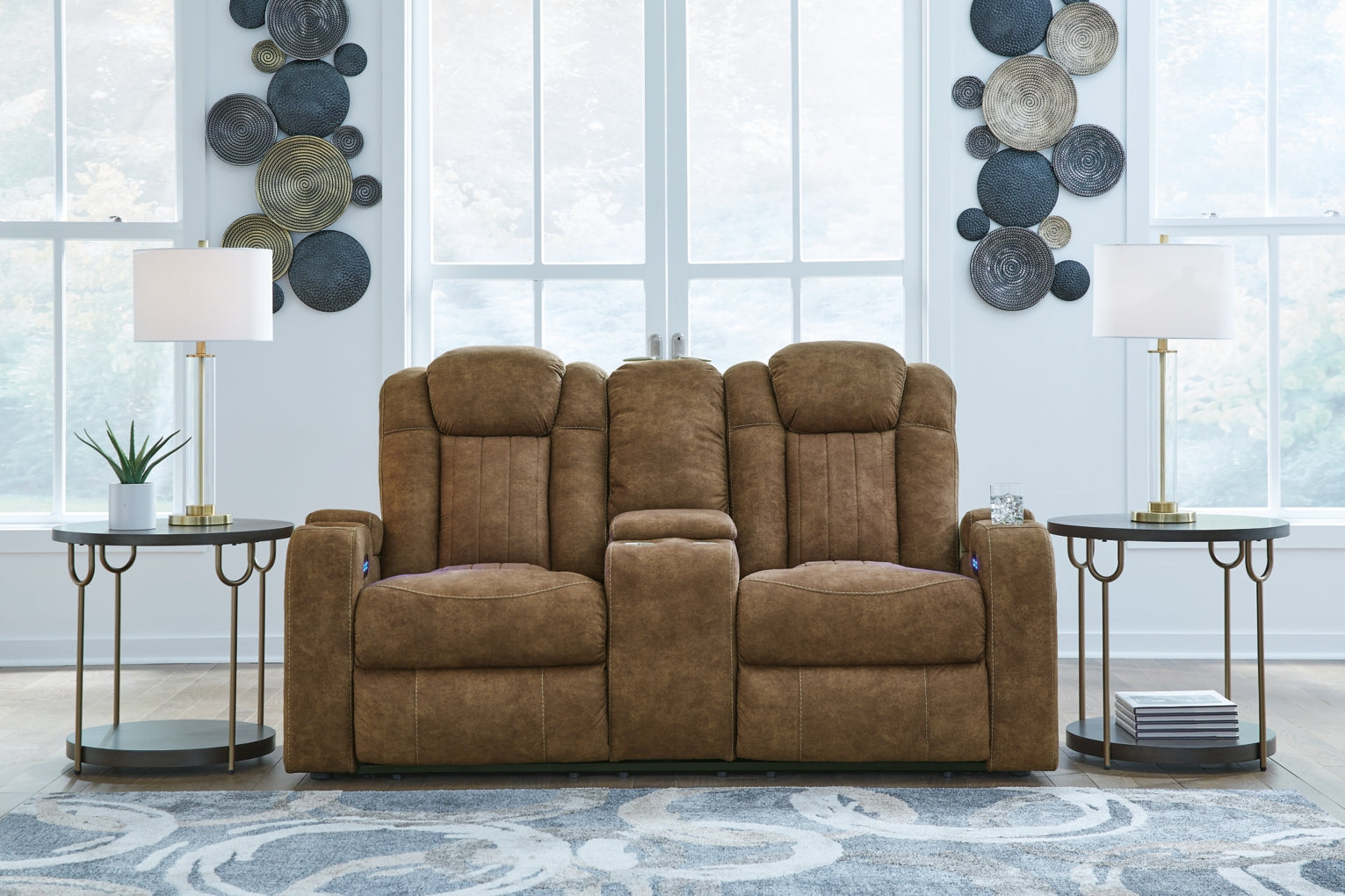 Wolfridge Power Reclining Loveseat/Console/Adjustable Headrest