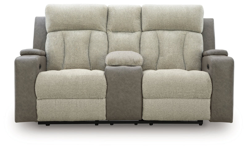 Stately Check Power Reclining Loveseat/Console/Adjustable Headrest