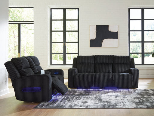 Forest Lake Living Room Set Black Sofa and Loveseat
