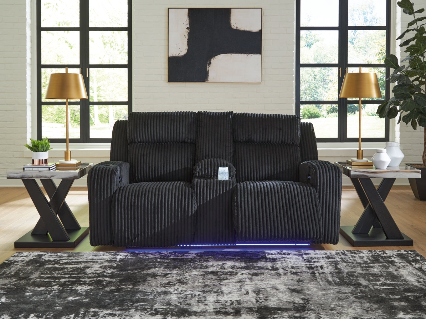 TwinBrooke Power Reclining Loveseat/Console/Adjustable Headrest