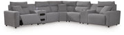 Modmax Power Reclining II 7-Piece Power Reclining Sectional with Audio Consoles Salt and Pepper