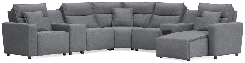 Modmax Power Reclining II 7-Piece Power Reclining Sectional with Chaise and Audio System Salt and Pepper