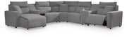 Modmax Power Reclining II 7-Piece Power Reclining Sectional with Chaise and Audio Console Salt and Pepper