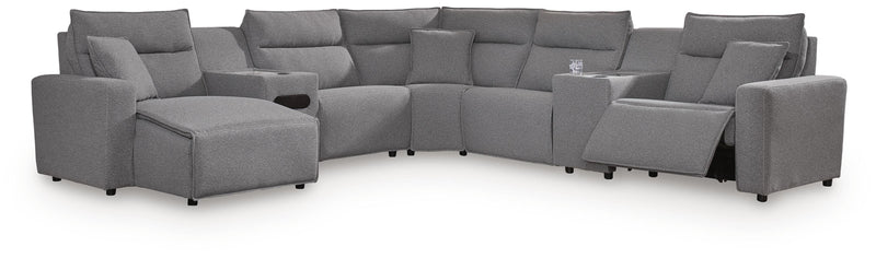 Modmax Power Reclining II 7-Piece Power Reclining Sectional with Chaise and Audio Console Salt and Pepper