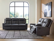 Mackmenville Reclining Sofa and Reclining Loveseat with Console Living Room Set Carbon