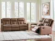 Mackmenville Reclining Sofa and Reclining Loveseat with Console Living Room Set Caramel