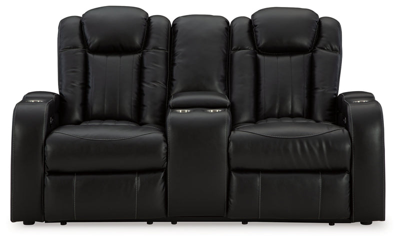 Caveman Den Power Reclining Loveseat/Console/Adjustable Headrest
