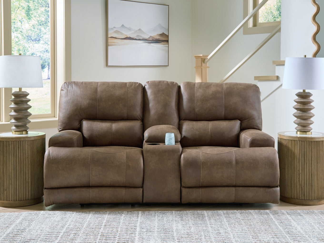 Time-Piece Power Reclining Loveseat/Console/Adjustable Headrest