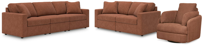 Modmax Living Room Set Spice Sofa, Loveseat and Recliner