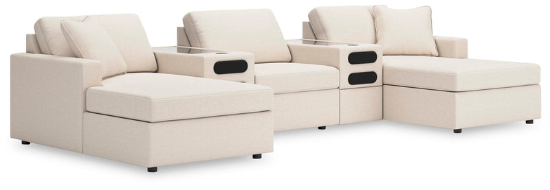 Modmax Sectionals - Oyster 5-Piece Double Chaise with Audio Consoles