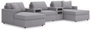 Modmax Sectionals - Granite 5-Piece Sectional with Chaise and Audio Console