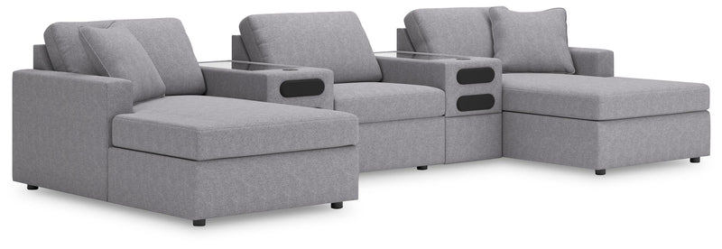 Modmax Sectionals - Granite 5-Piece Sectional with Chaise and Audio Console