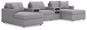 Modmax Sectionals - Granite 5-Piece Double Storage Chaise Sectional with Audio Consoles