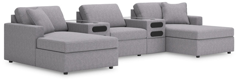 Modmax Sectionals - Granite 5-Piece Double Storage Chaise Sectional with Audio Consoles
