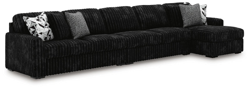 Midnight-Madness Sectionals 3-Piece Sectional with Chaise (98103S9) Onyx