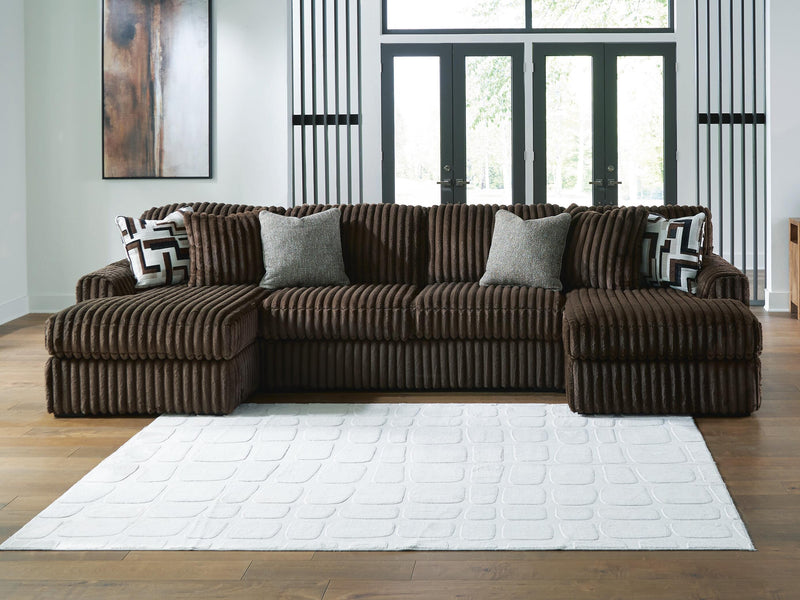 Midnight-Madness Sectionals 3-Piece Sectional with Chaise (98104S5) Chocolate