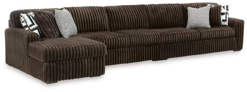 Midnight-Madness Sectionals 3-Piece Sectional with Chaise Chocolate
